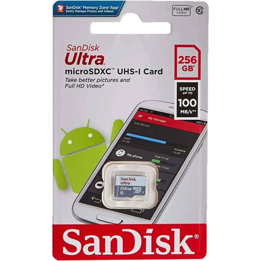Sandisk Ultra 256GB SDSQUNR-256GGN3MN 100MB/S microSDXC UHS-I Hafıza Kartı