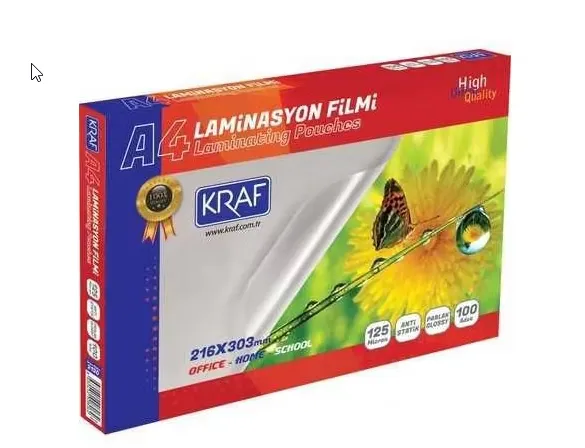 Kraf Laminasyon Filmi Parlak A4 125 Mic. 100'lü