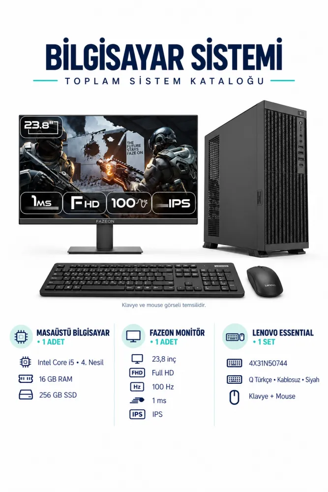 i5 4. Nesil Komple Bilgisayar Seti | 16 GB RAM • 256 GB SSD